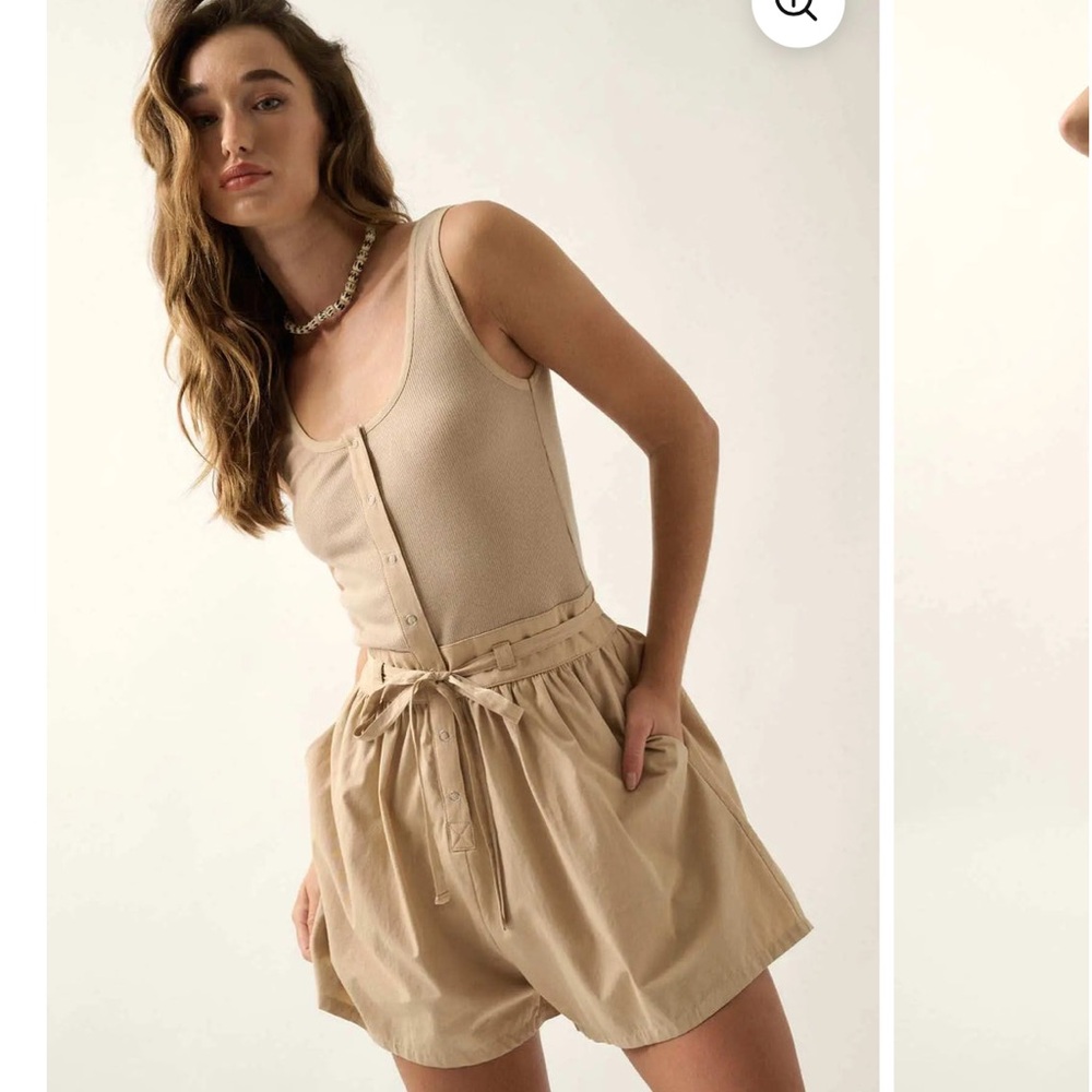 Promesa romper size medium About Time Snap-Front Belted Tank Romper metal gray - Picture 10 of 13